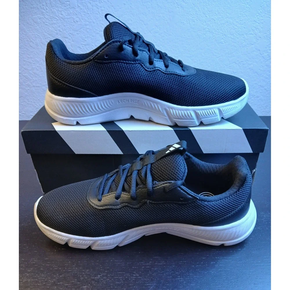 Adidas Cloudfoam Flex Arch Rise Mens Running Shoes Black White AHQ4960 Size 7.5W